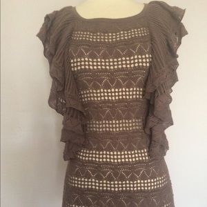 Anthropologie Knitted and Knotted Ruffle Sweater